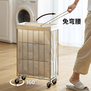 Panier à linge pliable en acier inoxydable pour salle de bain, <span class=keywords><strong>chambre</strong></span> à coucher, <span class=keywords><strong>chambre</strong></span> <span class=keywords><strong>d</strong></span>'amis, chariot de rangement domestique - Product Image 4