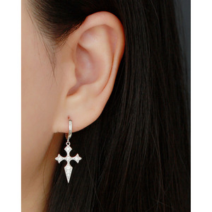 2024 Wholesale Fashion 925 <strong>Sterling</strong> <strong>Silver</strong> Cz Diamond Cross <strong>Earrings</strong> <strong>Dangle</strong> Hoop <strong>Earrings</strong> for Women Jewelry - Product Image 2