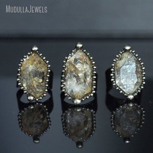 RM48852 Natural Raw Herkimer Diamond Adjustable Ring Gothic Witch Wicca <strong>Pagan</strong> Grunge Crystal Healing <strong>Jewelry</strong> - Product Image 3