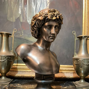 Escultura de Busto del Dios Griego Apolo en Bronce Patinado Antiguo, Estilo Occidental, de Lujo <span class=keywords><strong>y</strong></span> Personalizada, para Decoración Artística de Bibliotecas <span class=keywords><strong>y</strong></span> Museos - Product Image 2
