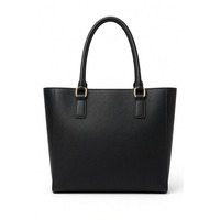 Sac fourre-tout en cuir grainé noir pour femme, grande capacité, avec quincaillerie dorée, fermeture éclair minimaliste, portable pour le voyage