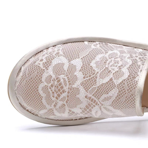 Fashion Wedding Morning Female Bridesmaid Lace Mesh Summer Indoor White Bride <b>Slippers</b> - Product Image 4