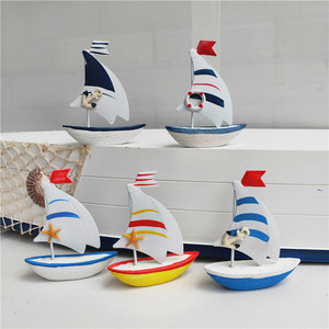 Côtier nautique <span class=keywords><strong>méditerranéen</strong></span> maison plage sculpture en bois artisanat gâteau décoration en bois petits voiliers voile modèle bateaux navire - Product Image 5