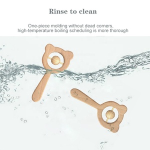 Anneau de dentition en bois de hêtre de haute qualité pour bébé, hochets, jouets éducatifs, <span class=keywords><strong>hochet</strong></span> en bois - Product Image 5