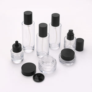 Emballage de soins de la peau transparent en gros, cylindre transparent vide, flacon pompe en verre pour sérum et lotion de 150, 120, 100 ml avec bouchon blanc - Product Image 2