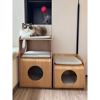 Table de chevet rectangulaire en bois massif pour chat, avec fermeture auto-agrippante, pour toutes les saisons, mobilier d'intérieur pour animaux de compagnie, CN Humans Pets
