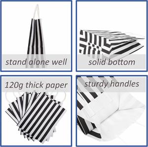 Custom Ruihe Brand Black White Striped Recycled Kraft <b>Paper</b> Bag Handles for Christmas Party Favors Shopping Goodie Flexographic - Product Image 3