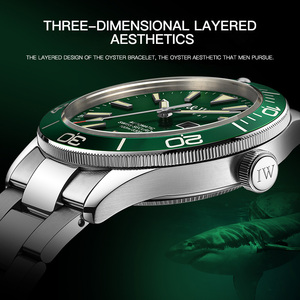 นาฬิกาข้อมือผู้ชาย I&W SII NH36 ระบบออโตเมติกหรูหรา เครื่อง <span class=keywords><strong>Seiko</strong></span> สีเขียว Water Ghost กันน้ำลึก 100 เมตร สำหรับดำน้ำและเล่นกีฬา พร้อมฟังก์ชั่น GMT - Product Image 3