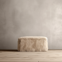 Nuevos diseños modernos para muebles de sala de estar de lujo envueltos en otomana de piel de oveja de pelo largo de lujo