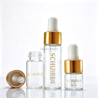 Flacon compte-gouttes en verre personnalisé, petit format, 1 ml, 2 ml, 3 ml, 5 ml, col fileté, anti-fuite, pour sérum cosmétique, huile essentielle, échantillon, emballage, flacon