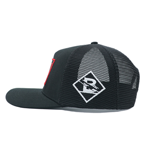Chất lượng cao 5-panel Đen <span class=keywords><strong>Trucker</strong></span> <span class=keywords><strong>Hat</strong></span> 3D thêu logo cotton & polyester phong cách thể thao thiết kế người lớn cảnh đi xe đạp ngoài trời - Product Image 4