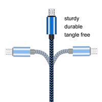 Cable micro usb de nailon para teléfono móvil android, conector macho, azul