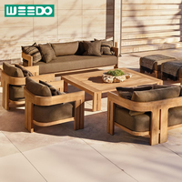 Ensemble de canapés d'extérieur en teck moderne, résistant à l'eau et aux UV, pour plage, jardin, villa, hôtel, resort, patio.