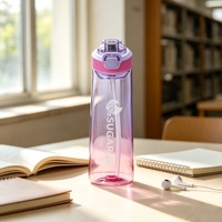 Bouteille en plastique anti-fuite de qualité alimentaire sans BPA avec couvercle à ouverture rapide pour la randonnée, l'école, les fêtes et le bureau