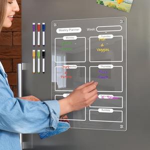 Plan de <span class=keywords><strong>semaine</strong></span> tableau de notes acrylique magnétique effaçable Transparent Message tableau d'écriture mémo conseils tableau blanc en verre trempé - Product Image 2