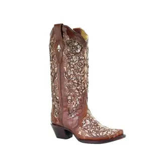 Western Cowboys tiefel Damen Beliebte Mode Klassische Designs Stiefel Damen Custom PU Baumwoll stoff Winters chuhe für Damen ZIP Solid