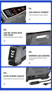 Compresseur d'air numérique 150 PSI à double alimentation (AC/DC) avec lumière LED, manomètre et débit de 25 L/min pour gonflage de pneus et éclairage d'urgence - Product Image 3