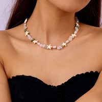 Go2boho étoile de mer pendentif pierre puce collier de perles pour les femmes Boho plage été bijoux en gros