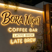 Letrero LED Personalizado de Fábrica, Letreros LED para Negocios, Letras Iluminadas, Marca de Café, Logotipo Retroiluminado de Metal, Logotipo Publicitario Personalizado