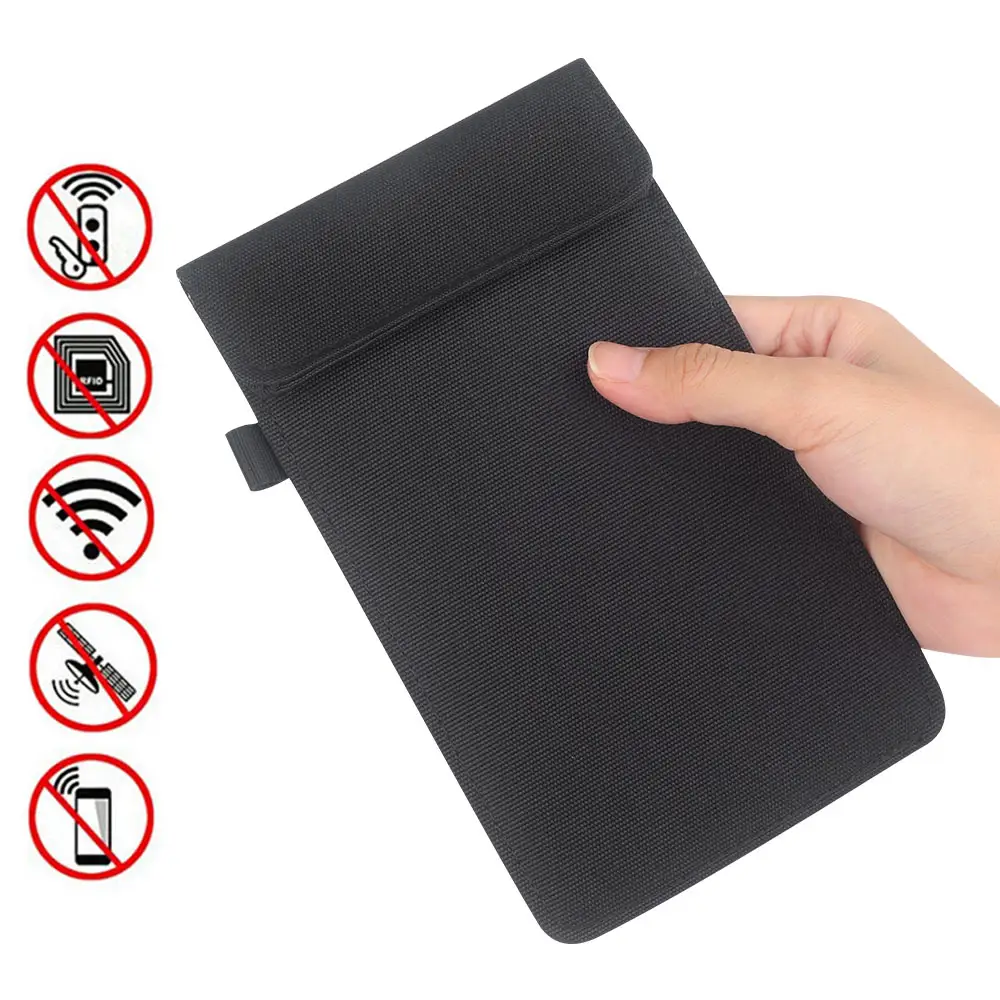 Bolsa Faraday Real de tela protectora de bloqueo único RFID de seguridad personalizada para llaves de coche, bolsa Faraday para teléfono móvil