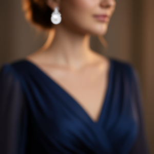 Orecchini pendenti E3632 in oro bianco con perle e diamanti taglio marquise, design a corona, stile classico da donna per matrimonio - Product Image 2