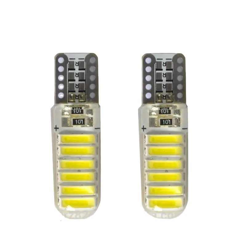 High power 12V T10 100MA Silicone 12 SMD 7020 LED 7014 6500K Cold white Waterproof 194 168 501 Car Interior Led Lights