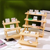 Support de présentation de bijoux en bois massif, type sur pied, non pliable, pour boucles d'oreilles et bijoux, avec support pour poupée