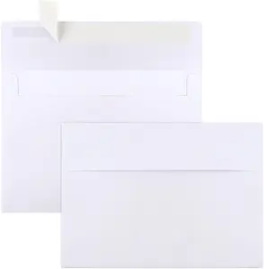 Пользовательские A7 5X7 дюймов печатные свадебные приглашения белые бумажные конверты самопечатающиеся конверты с квадратным клапаном