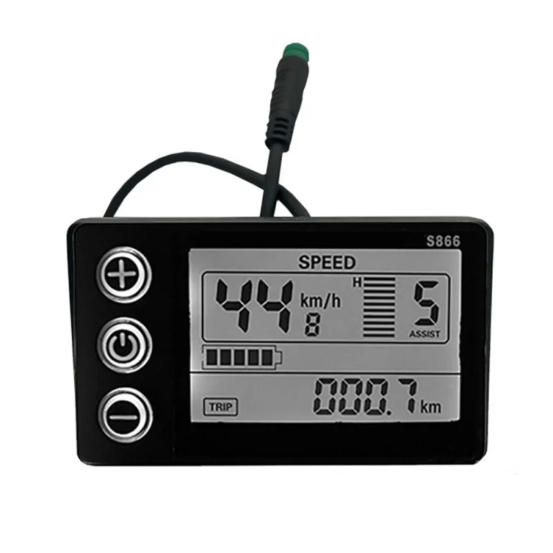 Écran LCD S866 Pour Vélo électrique 24-48V – IP65 étanche, Affiche Autonomie, Vitesses, Horloge