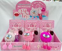 Nouvel arrivage de porte-clés poupée douce mignonne endormie huile pour les lèvres magique Pom Pom 2 en 1 avec rouge à lèvres liquide ensemble de lèvres cadeau de maquillage