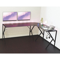 Bureau d'ordinateur de club de jeu en gros, table de course en forme de L, lumières led rvb, configuration de jeu, bureau d'angle avec USB pour pc