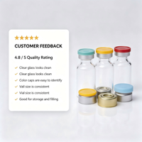 Flacon en verre transparent vide scellé, bouteille multicolore (bleu, vert, orange, rouge) avec bouchon en aluminium ou plastique, vente en gros