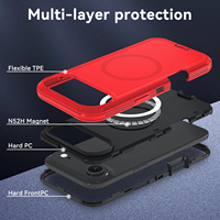 Sarung ponsel iPhone, untuk iPhone 17 Air 3 dalam 1 tahan guncangan dengan pengisian nirkabel gaya modis merah