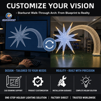 Arche lumineuse 3D géante personnalisée en forme d'étoile pour la rue, motif festif, éclairage extérieur IP65, tunnel lumineux pour projets de parcs urbains