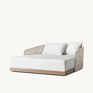 Chaise longue de jardin moderne en teck et corde, durable et luxueuse, idéale pour les hôtels, les patios, les piscines, les parcs, les cours et les villas - Product Image 6