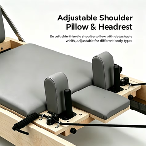 Cama de Pilates Moderna de Madera de Arce con Asas Integradas, Reformer Profesional para Fortalecimiento del Core, Ideal para Centros de Yoga y Estudios de Alta Gama - Product Image 3