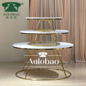 โต๊ะกลมสำหรับงานแต่งงานงานอีเว้นท์สามชั้นทำจากสแตนเลสหรูหรา - Product Image 4