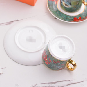 ชุดจานรองถ้วยน้ำชายามบ่ายพร้อมถ้วยแก้วมักลายเพ้นท์สีน้ำมันสไตล์อังกฤษหรูหรา - Product Image 4