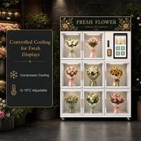 Distributeur Commercial de Fleurs Fraîches en Acier Inoxydable, Armoire Réfrigérée à 8 Casiers pour Bouquets, Gestion Basée sur le Cloud pour