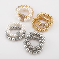 Ensemble de bijoux Bohème Extravagant en acrylique multicouche avec perles, collier et bracelet, chaîne à grosses boules en alliage, idéal pour mariages, fêtes et cadeaux