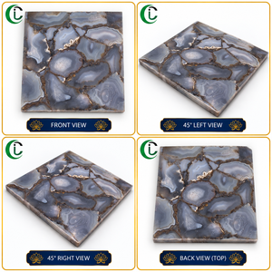 Placa Decorativa de Piedra de Ágata Azul Gris de 12 Pulgadas para Pared, Ideal para Interiores de Hogar y Oficina, Decoración de Pared Premium - Product Image 1