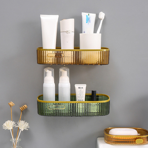 Light Luxury No-Drill <b>Wall</b>-Mounted Plastic <b>Storage</b> <b>Rack</b> for Bathroom & Kitchen Multi-Purpose Home & Hotel Organizer - Product Image 5