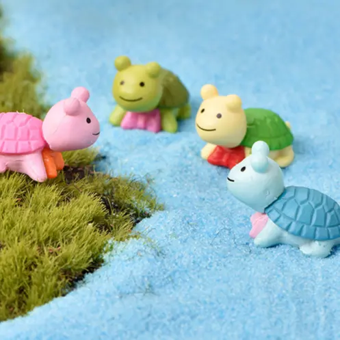 miniature figurine aquarium tank accessoires colorful small sculpture plastic turtle
