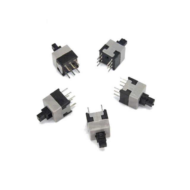 5.8x5.8mm Latching Push Button Switch 6-Pin (2x3) SMD Flat Head, ON-OFF Locking Tactile Switch for Electronic Devices