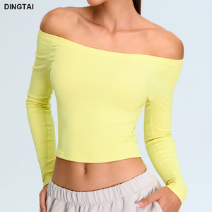 GuangZhou DingTai all'ingrosso <span class=keywords><strong>manica</strong></span> <span class=keywords><strong>lunga</strong></span> <span class=keywords><strong>donna</strong></span> manicotto equestre Top traspirante strato Base per sport Yoga abbigliamento all'ingrosso - Product Image 5