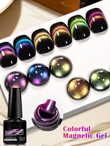 Cat Eye Glue Rainbow <b>Black</b> Fireworks Light Cat Magnetic Gel Nail <b>Polish</b> Shiny Super Silver-Light Holographic Varnish - Product Image 3