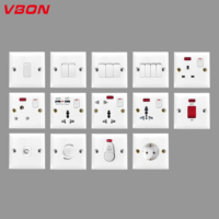 Interruptor Universal VBQN de 16A y 3 Pines con 2 Puertos USB Tipo-C, Interruptor de Pared con Luz de Neón, Material de PC para Hogar y Hotel
