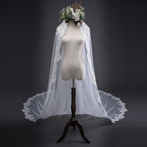 Voile de mariée de haute qualité, nouveau design, 3 m, voile de mariée en dentelle, voile de mariée à traîne - Product Image 2