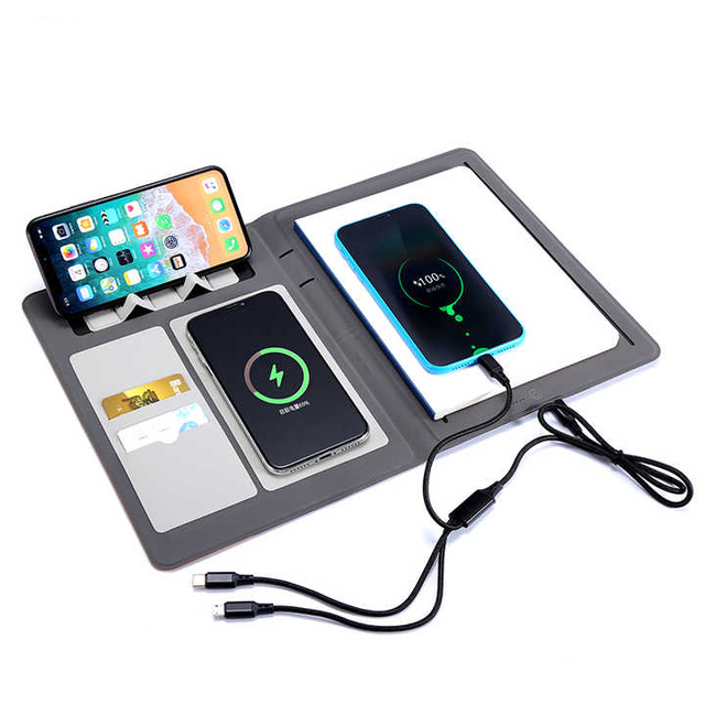 Custom Logo PVC A5 Size Business Smart Notebook with Wireless Charger Charging Loose Leaf Journal Gift for Professionals