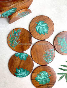 Posavasos de madera con estampado para café y té, producto de madera Natural para servir posavasos para Hotel y restaurante, hecho a mano, 100% - Product Image 2